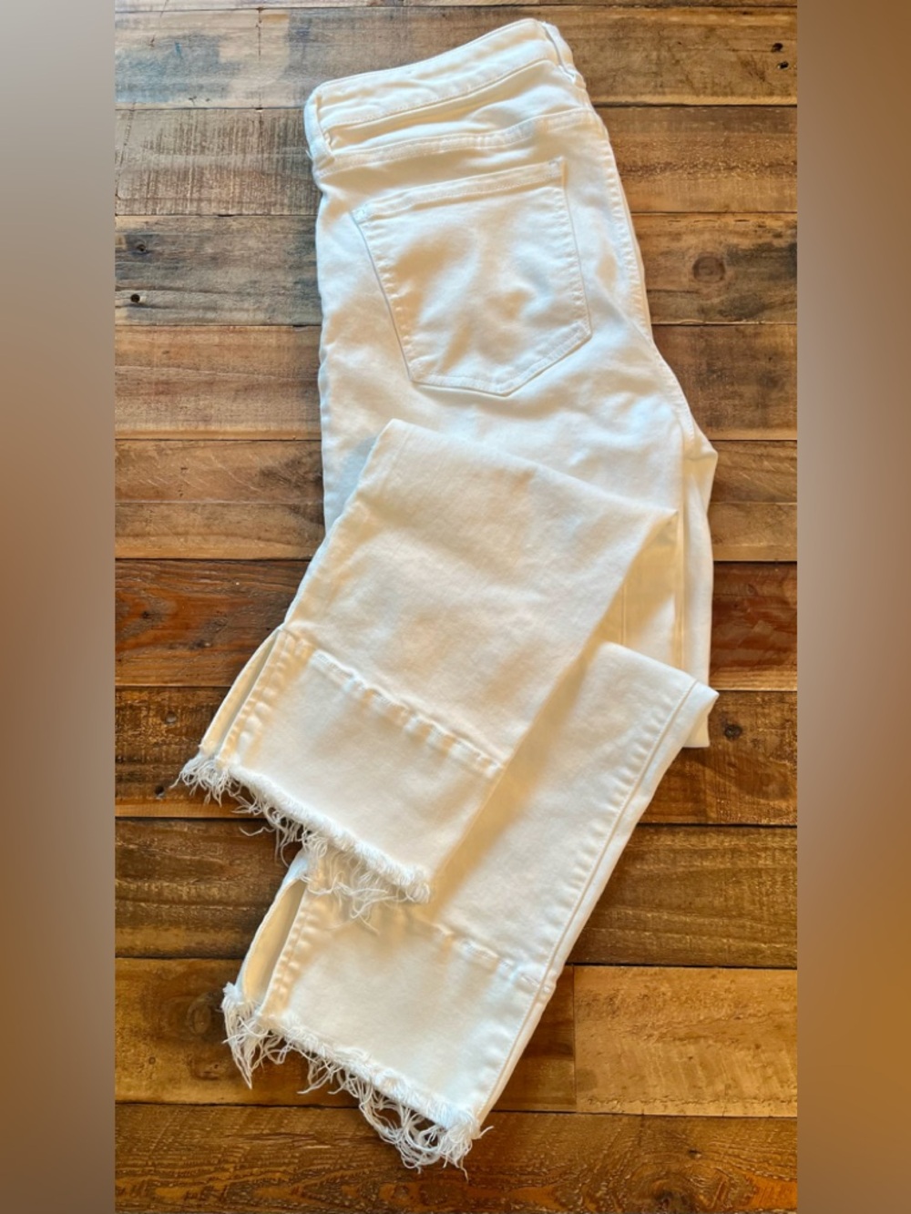 Liverpool White Frayed Hem Cropped Jeans